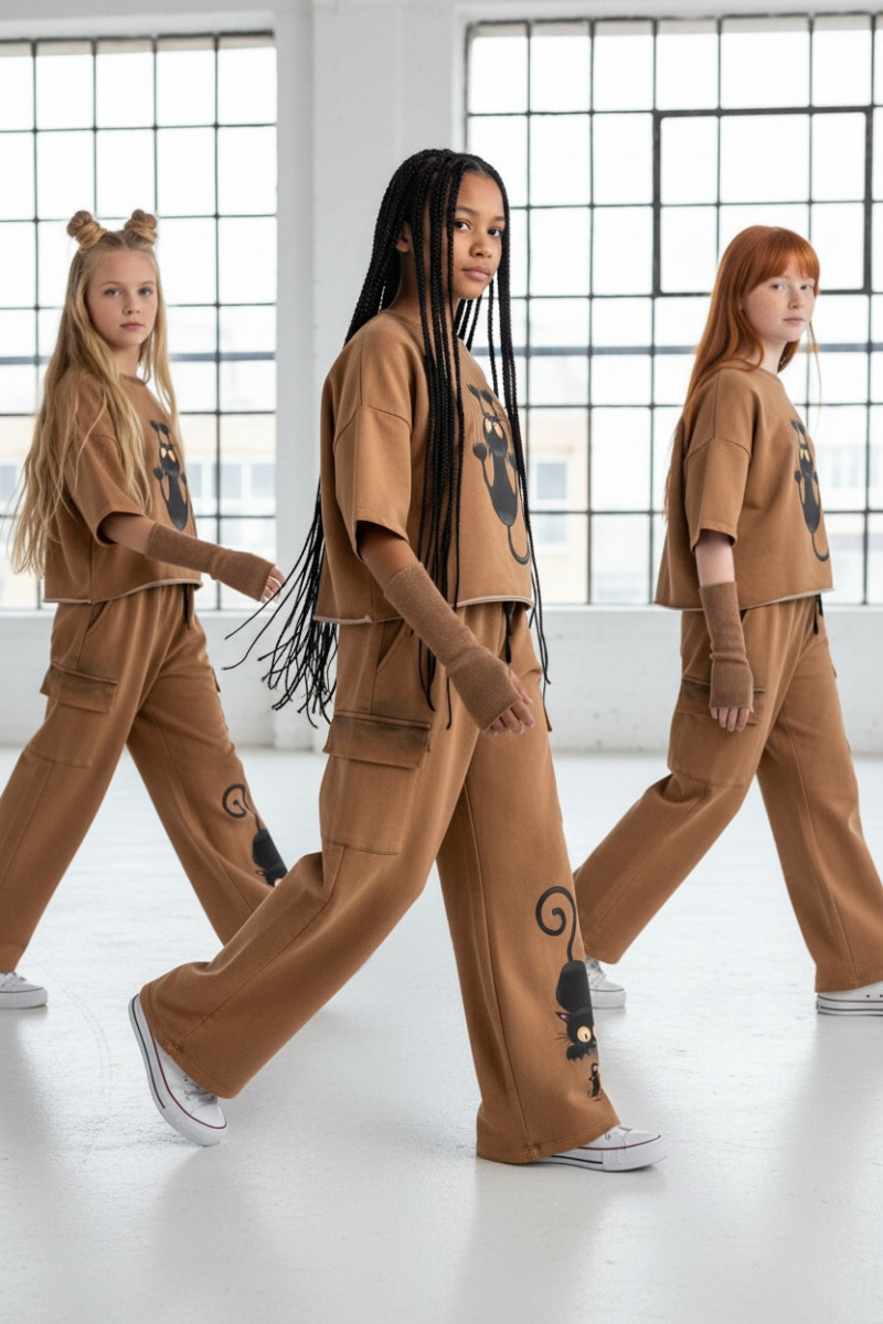 Komplet 3w1 Cat & Mouse bluzka, spodnie, mitenki