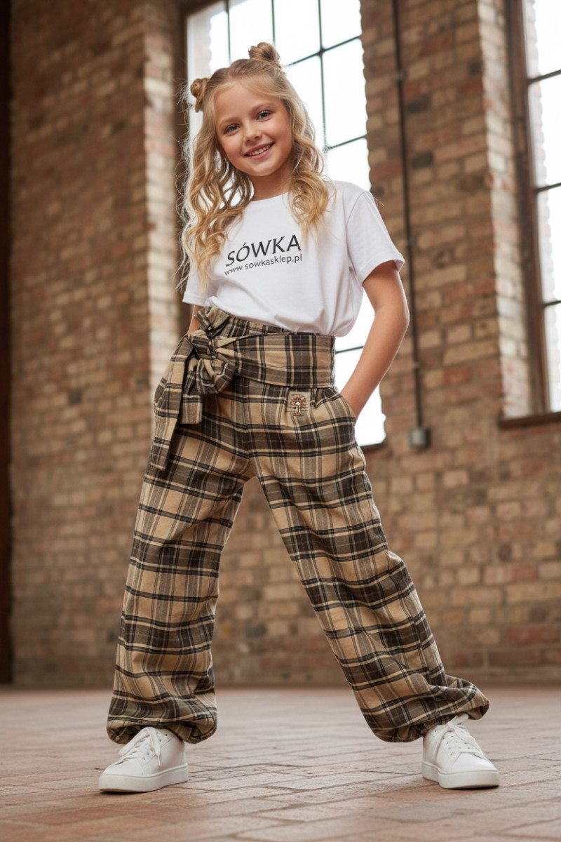 Spodnie Tola brązowe + pasek gratis