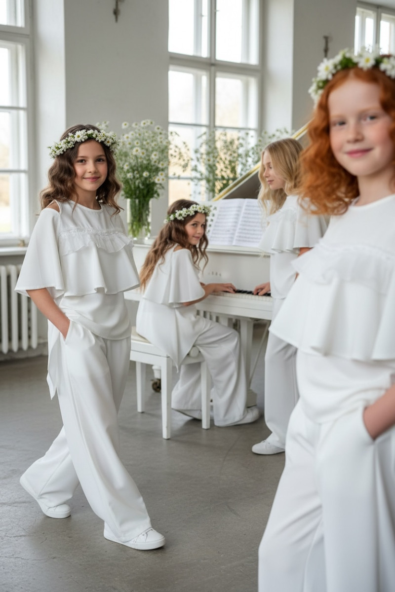 Komplet bluzka i spodnie Lorein Falbanki