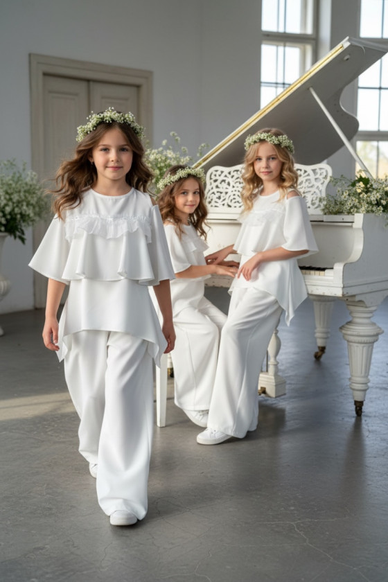 Komplet bluzka i spodnie Lorein Falbanki