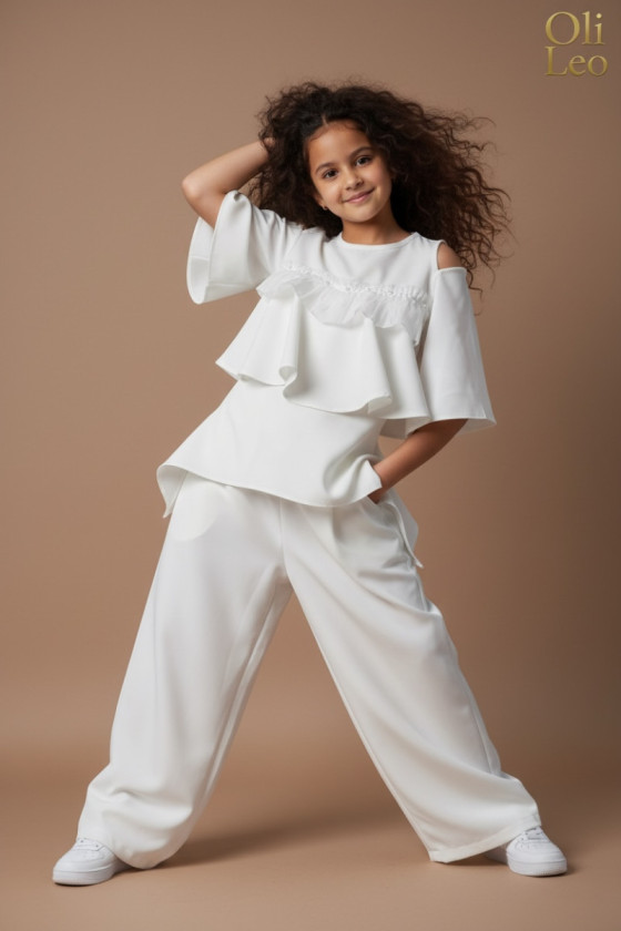 Komplet bluzka i spodnie Lorein Falbanki