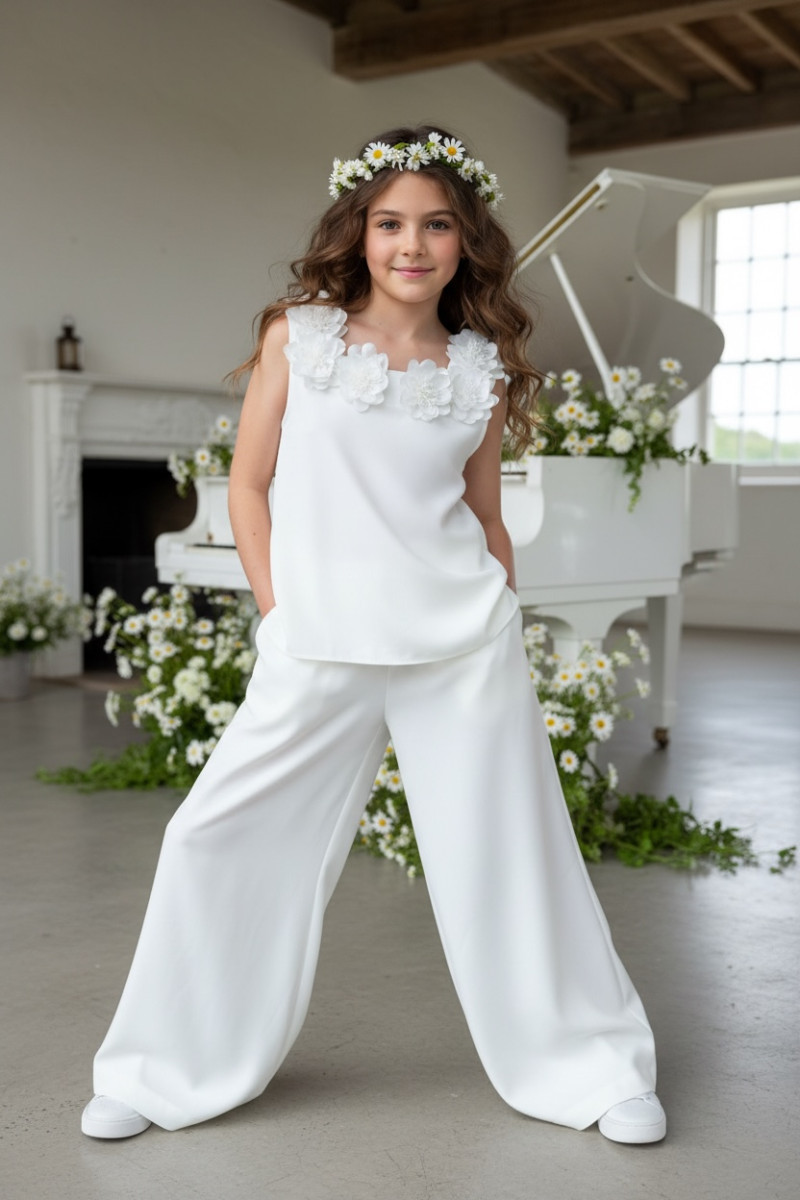 Komplet bluzka i spodnie Elwira Kwiaty 3D