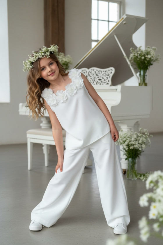 Komplet bluzka i spodnie Elwira Kwiaty 3D