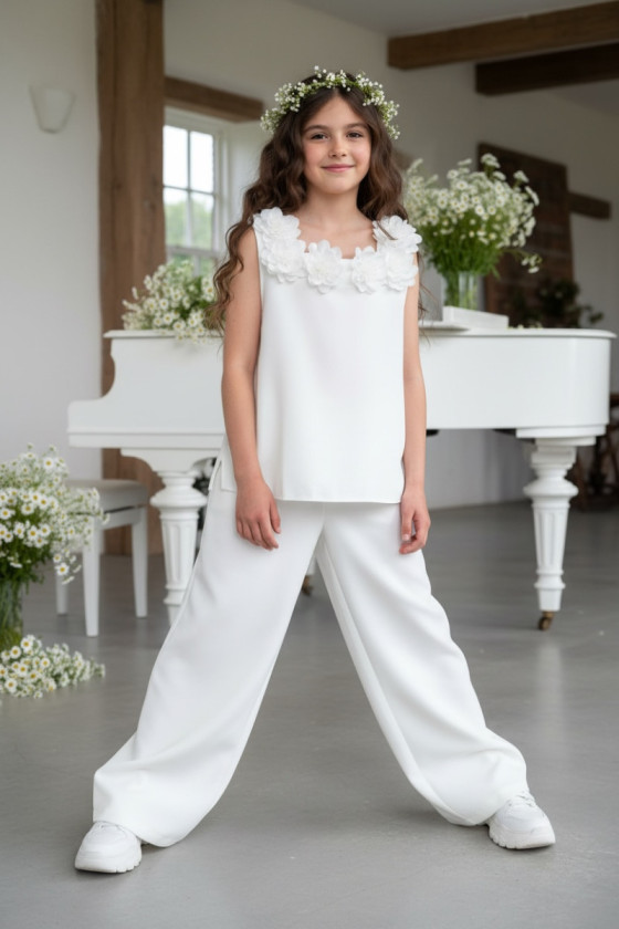 Komplet bluzka i spodnie Elwira Kwiaty 3D