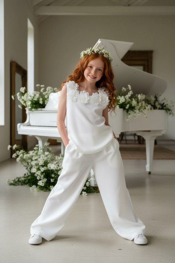 Komplet bluzka i spodnie Elwira Kwiaty 3D