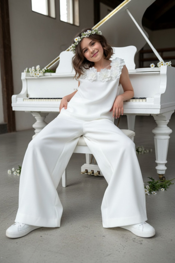 Komplet bluzka i spodnie Elwira Kwiaty 3D