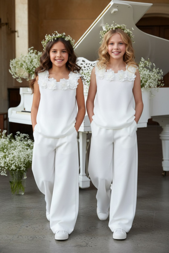 Komplet bluzka i spodnie Elwira Kwiaty 3D