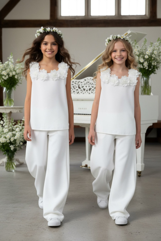 Komplet bluzka i spodnie Elwira Kwiaty 3D