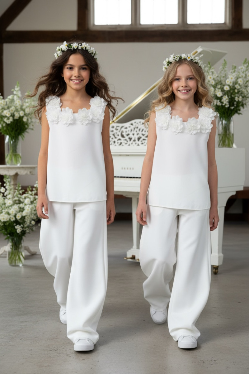 Komplet bluzka i spodnie Elwira Kwiaty 3D