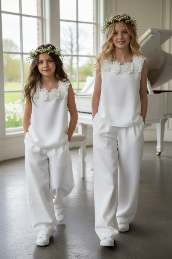 Komplet bluzka i spodnie Elwira Kwiaty 3D