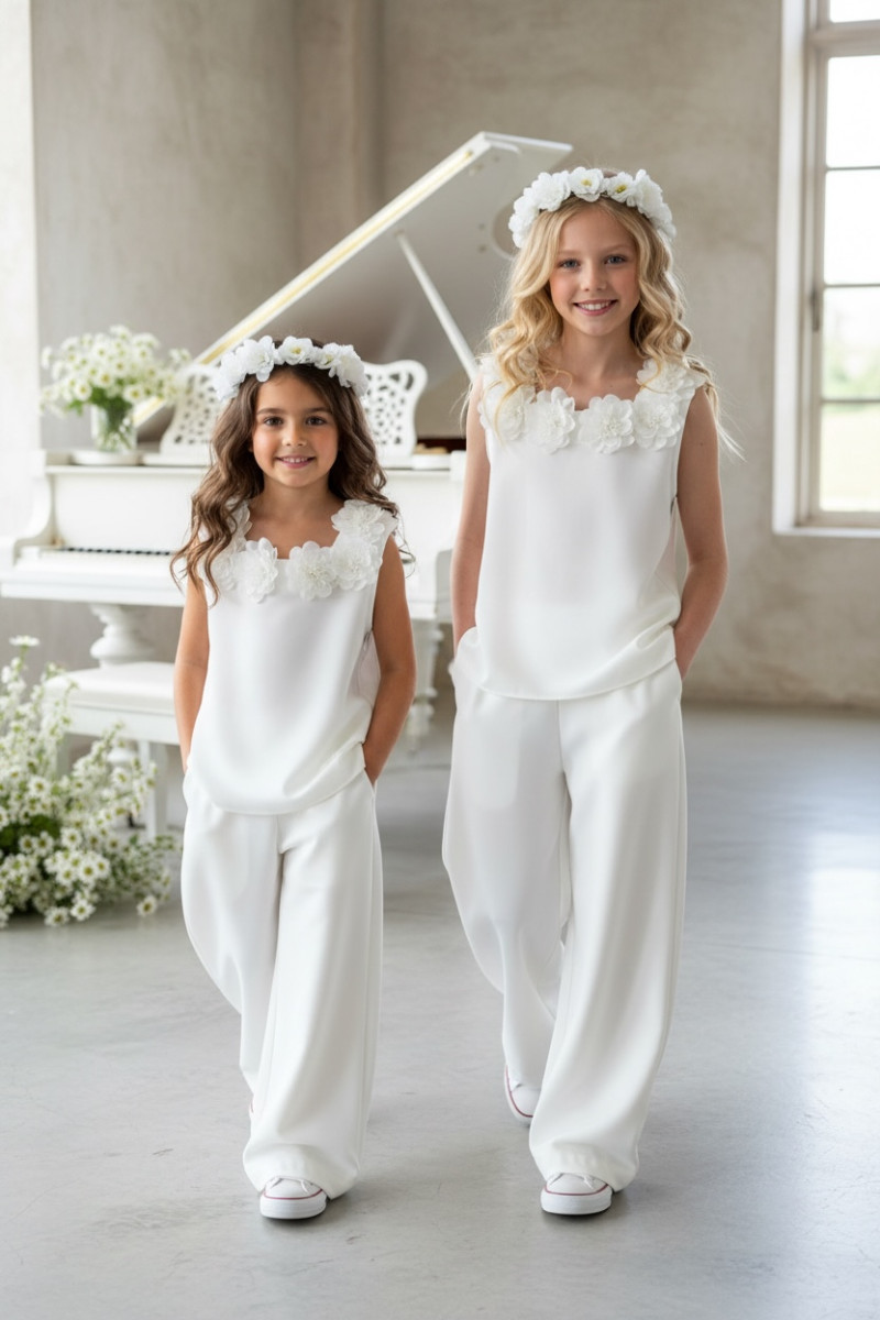 Komplet bluzka i spodnie Elwira Kwiaty 3D