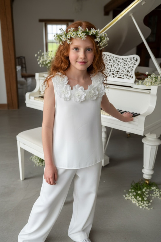 Komplet bluzka i spodnie Elwira Kwiaty 3D