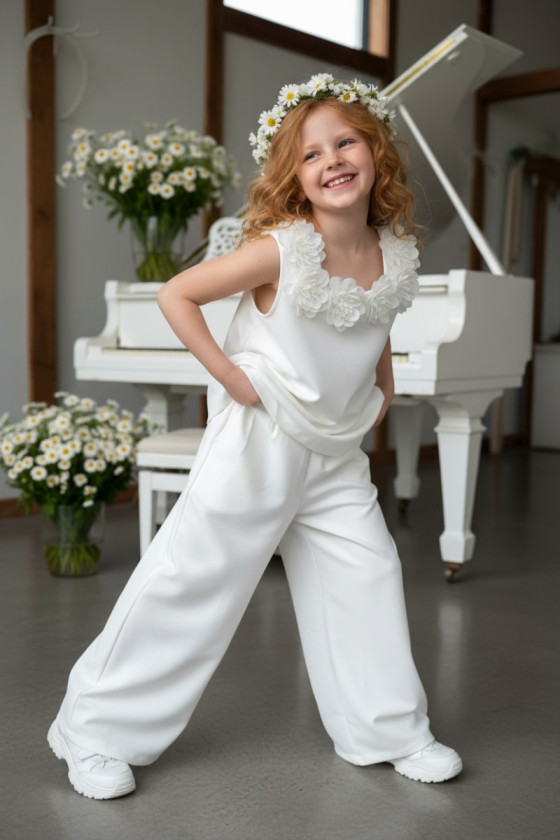 Komplet bluzka i spodnie Elwira Kwiaty 3D