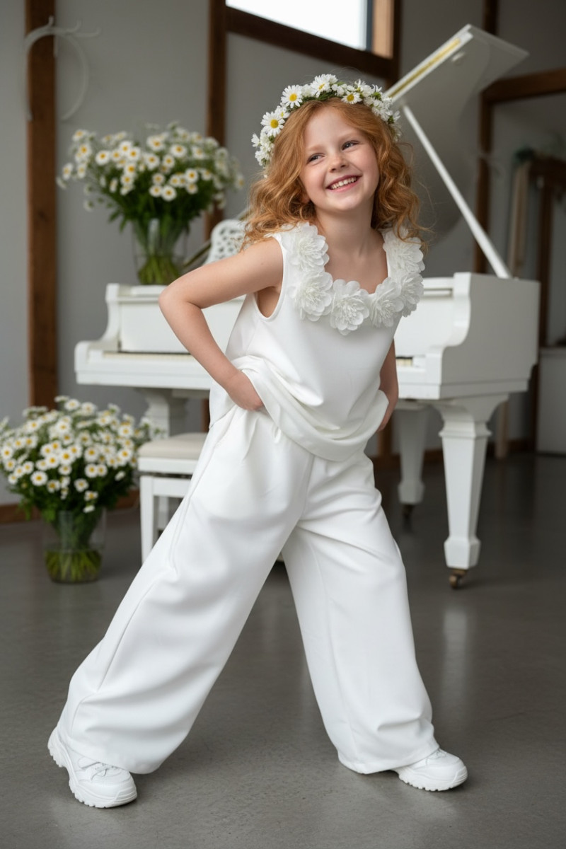 Komplet bluzka i spodnie Elwira Kwiaty 3D