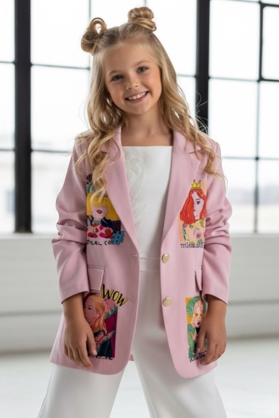 Marynarka dla dziewczynki Wow pudrowy różowy