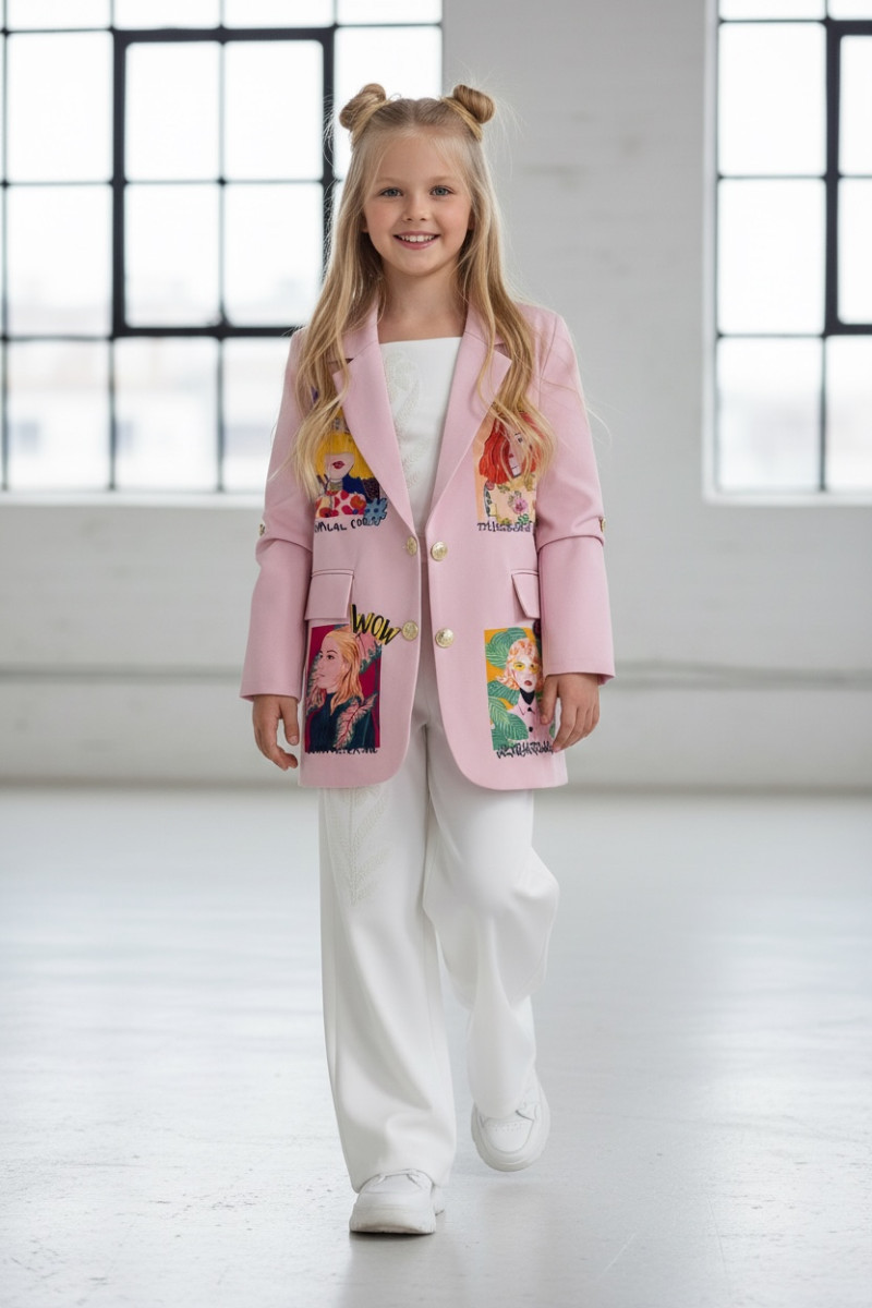 Marynarka dla dziewczynki Wow pudrowy różowy