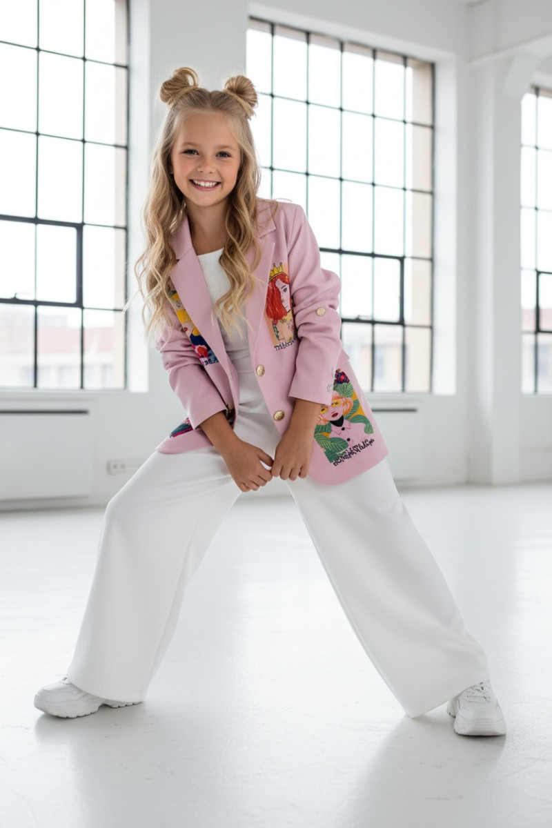 Marynarka dla dziewczynki Wow pudrowy różowy