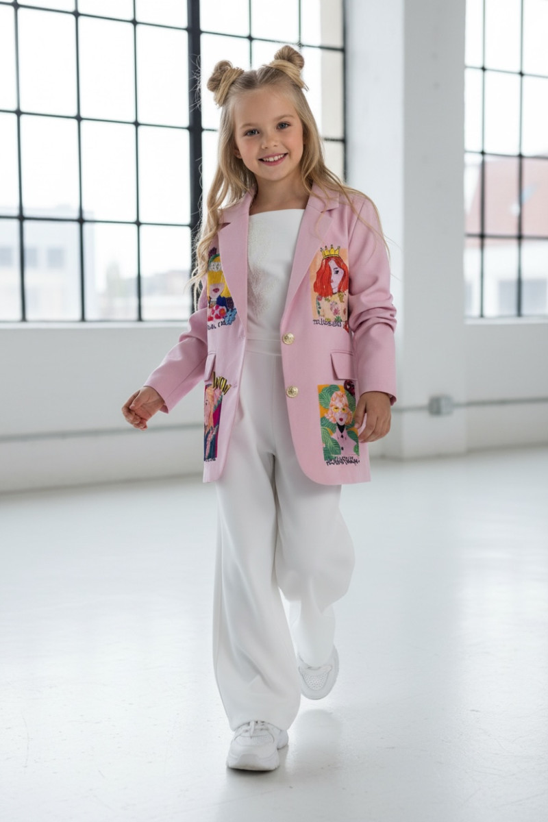 Marynarka dla dziewczynki Wow pudrowy różowy