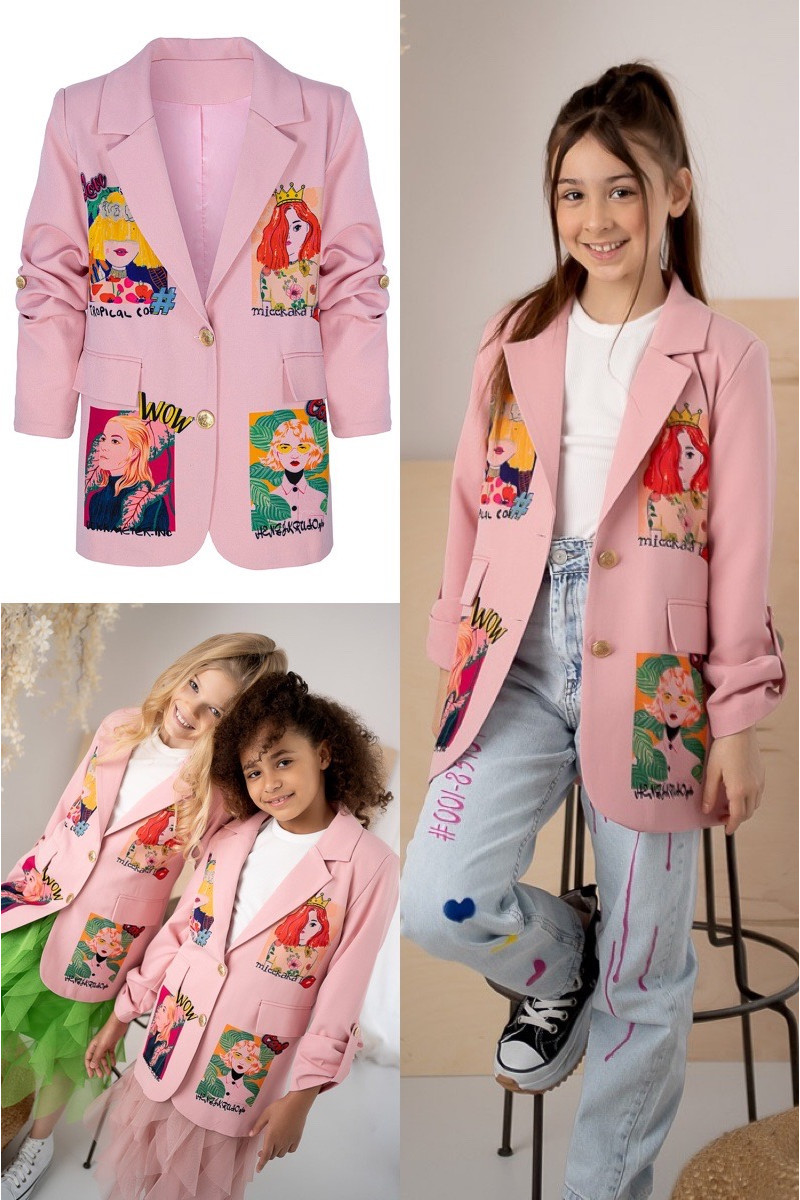 Marynarka dla dziewczynki Wow pudrowy różowy