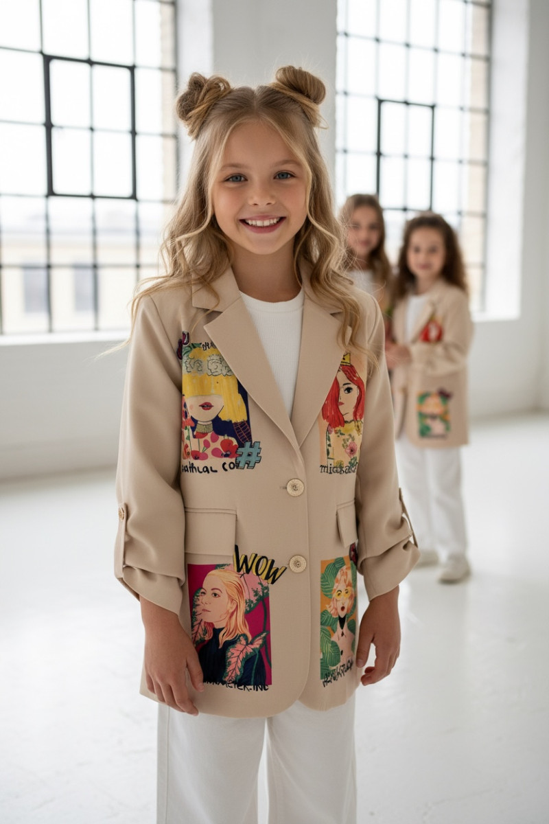 Marynarka dla dziewczynki Wow caffe latte