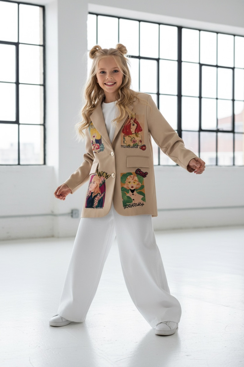 Marynarka dla dziewczynki Wow caffe latte