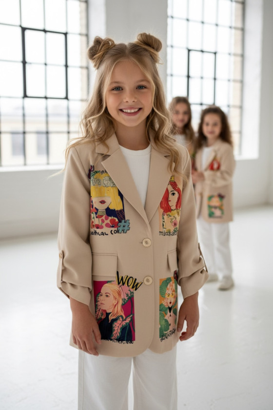 Marynarka dla dziewczynki Wow caffe latte