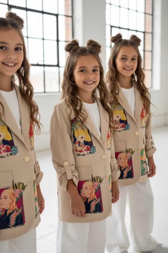 Marynarka dla dziewczynki Wow caffe latte