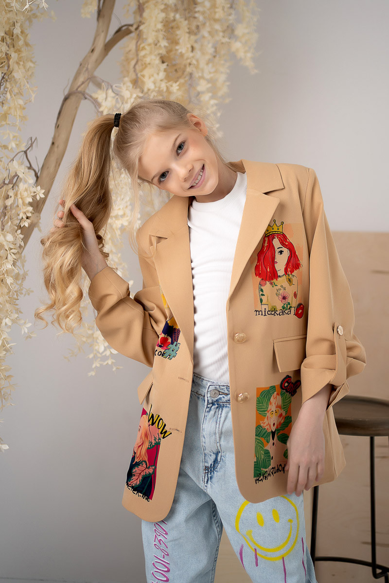 Marynarka dla dziewczynki Wow caffe latte