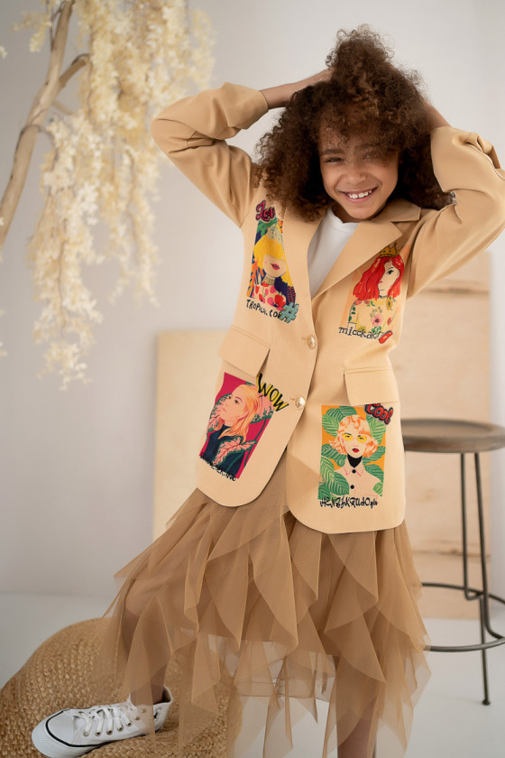 Marynarka dla dziewczynki Wow caffe latte