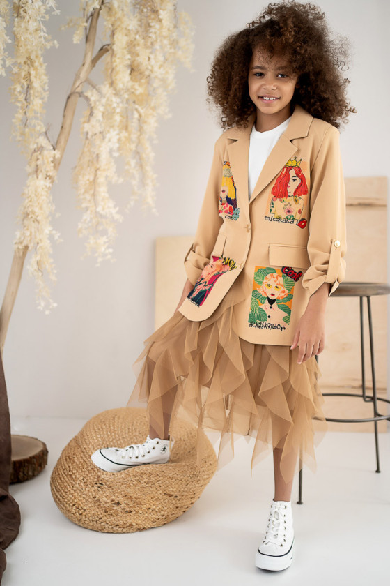 Marynarka dla dziewczynki Wow caffe latte