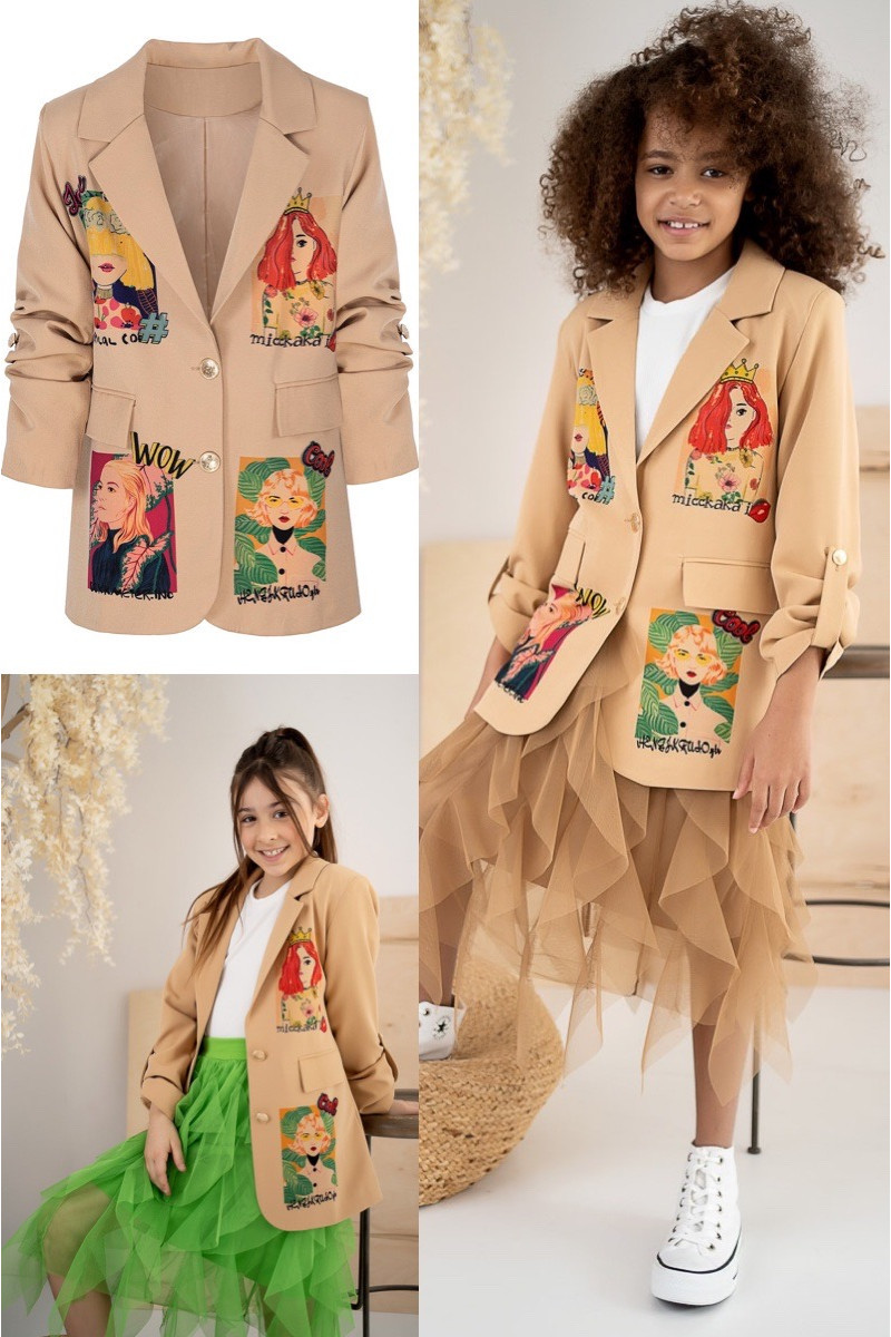 Marynarka dla dziewczynki Wow caffe latte