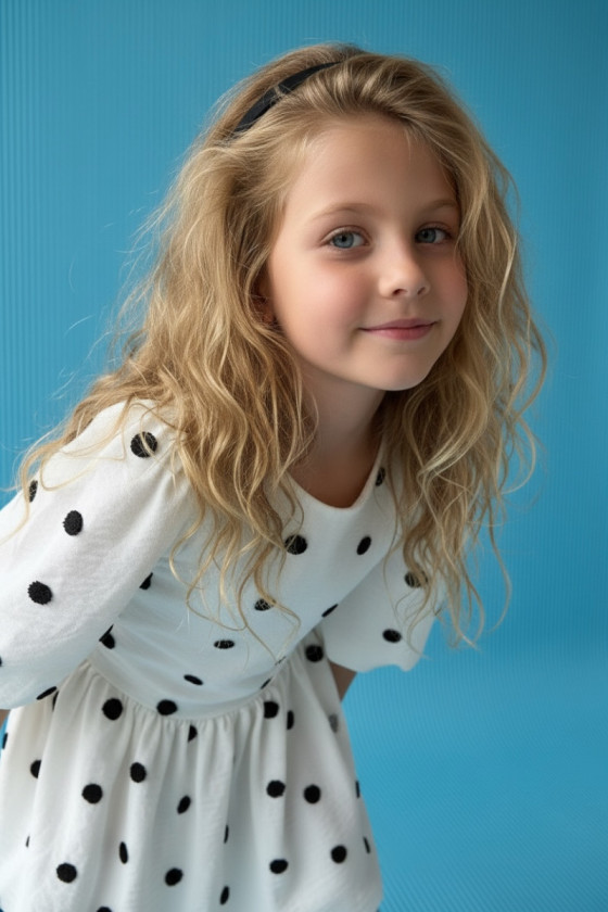 Sukienka dla dziewczynki Groszki Śmietanka Biała