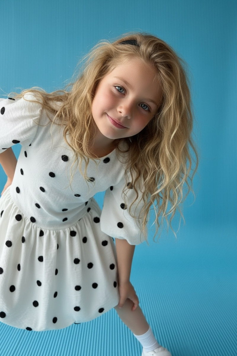 Sukienka dla dziewczynki Groszki Śmietanka Biała